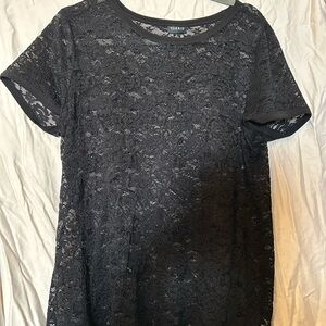 Torrid Black Lace Short Sleeve Top